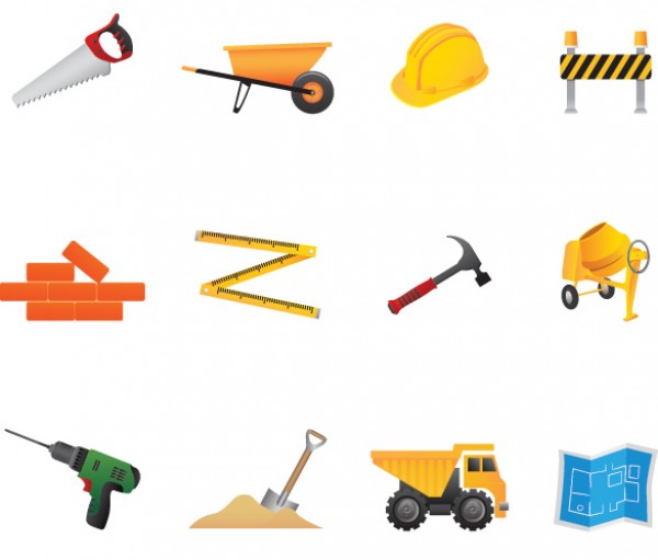 wheel barrel web Vectors vector graphic vector unique ultimate tools saw quality Photoshop pack original new modern illustrator illustration icons high quality hardhat hammer fresh free vectors free download free dump truck drill download design creative construction cement mixer building AI 