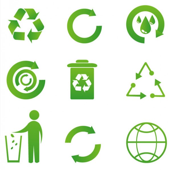 trash set recycle icon high-tech green Free icons free downloads free ecology eco 