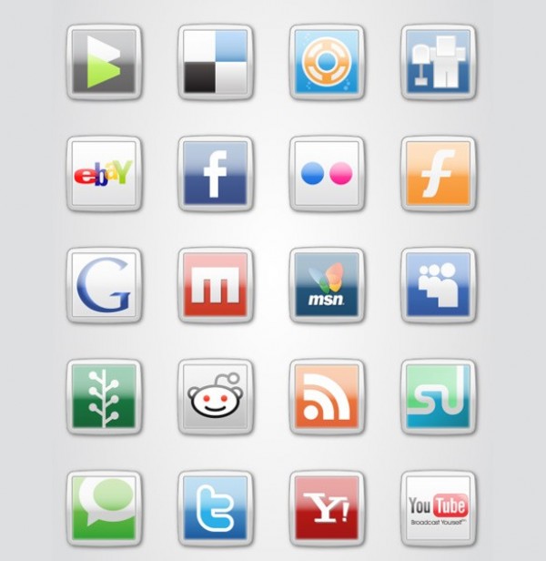 web unique ui elements ui stylish square social set quality png pack original new networking msn style modern media interface icons hi-res HD glossy fresh free download free elements download detailed design creative clean bookmarking 