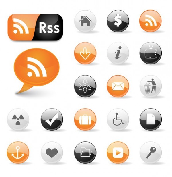 web vector unique ui elements stylish social set RSS round quality original orange new interface illustrator icons high quality hi-res HD graphic glossy fresh free download free EPS elements download detailed design creative black 