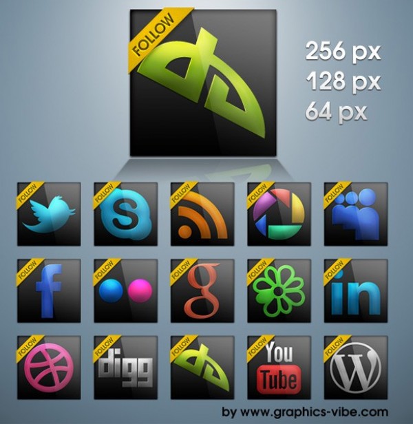 web unique ui elements ui stylish square social icons set quality png pack original new modern interface icons hi-res HD glossy fresh free download free follow me elements download detailed design creative cool colors clean black 