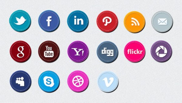 web unique ui elements ui stylish stitched social medial social icons set social set round quality psd pack original new networking modern interface hi-res HD fresh free download free elements download detailed design creative colors colorful clean bookmarking 
