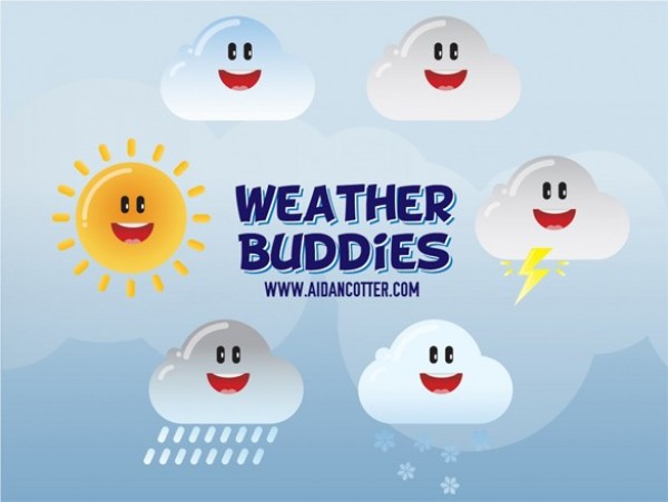 web weather icons weather buddies weather vector unique ui elements stylish set quality original new interface illustrator icons high quality hi-res HD happy face graphic glossy fresh free download free elements download detailed design creative clouds AI 
