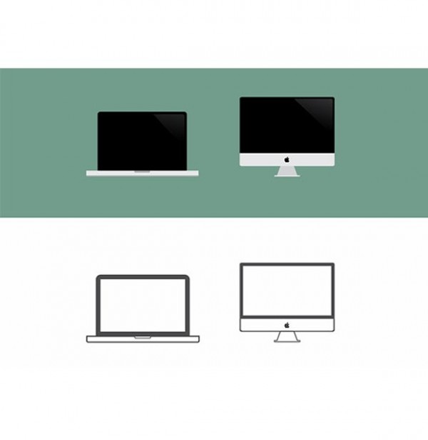 2 Flat Macbook & iMac Web Icons Set PSD - WeLoveSoLo