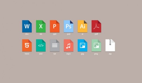 13 Modern Colorful Program File Icons Set Welovesolo