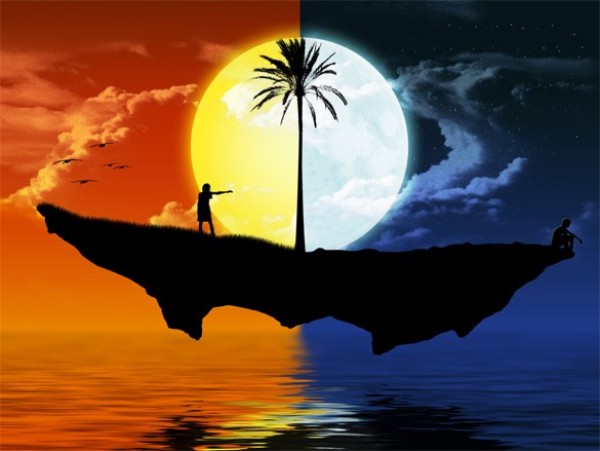 web wallpaper unique ultimate sun sky silhouette sea romance quality original night new mystical moon magical island hi-res HD fresh free download free emotion download design day creative background 