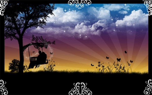 wallpaper vector unique tree swing sunset stylish sky silhouette romance quality pack original modern meadow love illustrator high quality graphic fresh free download free download creative couple 