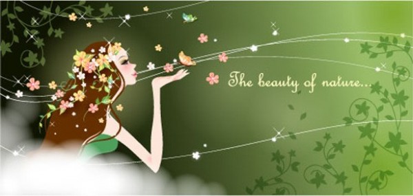 woman whimsical vector unique stylish spring quality original nature modern magical illustrator high quality green graphic free download free flowers floral download creative butterfly beauty background  