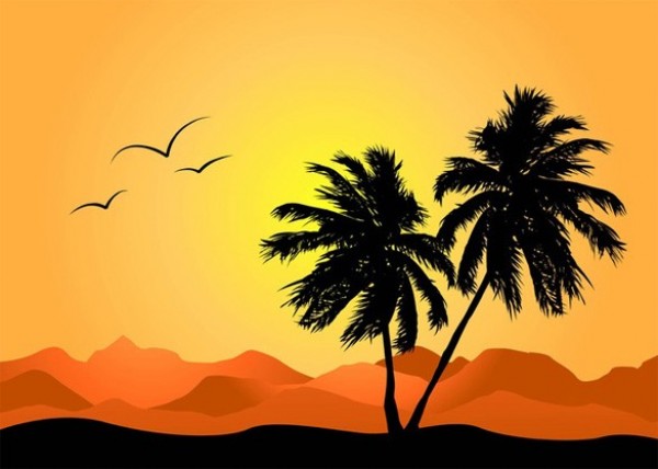 web vector unique tropics tropical sunset stylish quality original orange new modern landscape illustrator high quality graphic fresh free download free download design desert creative black birds background 