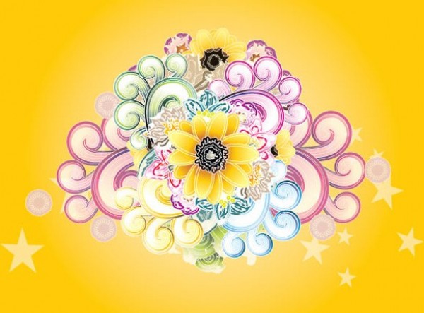 web vector unique swirls sunny sunflower stylish quality original new modern illustrator high quality graphic fresh free download free flower floral download design creative colorful bright bouquet background abstract 