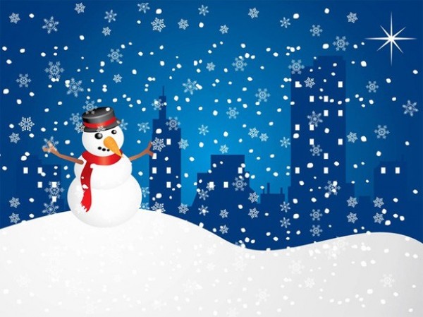 Download Happy Snowman City Winter Vector Scene - WeLoveSoLo