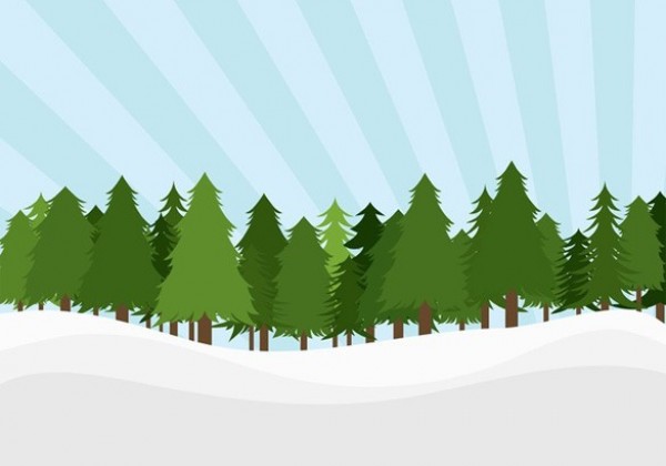 Winter Pine Forest Vector Landscape - WeLoveSoLo