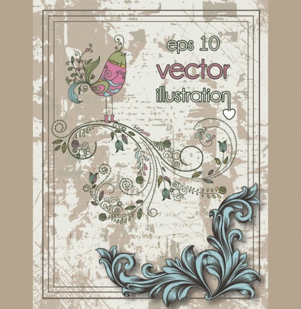 web vintage vector unique stylish retro quality ornate ornament original new illustrator high quality hand painted had drawn grungy grunge graphic fresh free download free floral download design delicate decoration dainty creative bird background 