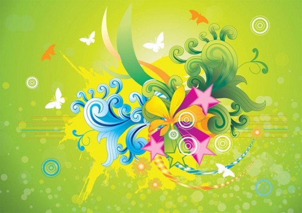 web vector unique summertime summer stylish quality original illustrator high quality graphic fresh free download free flowers floral. swirls download design creative colorful cheerful butterflies background 