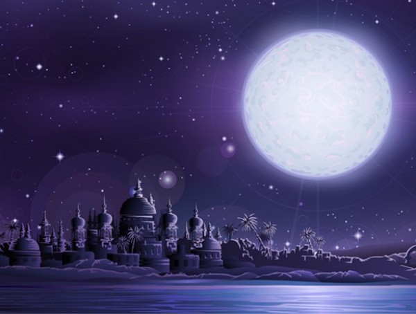 web vector unique stylish quality original oriental city night scene moonlight indian city india illustrator high quality graphic full moon fresh free download free east download design creative background ancient city 
