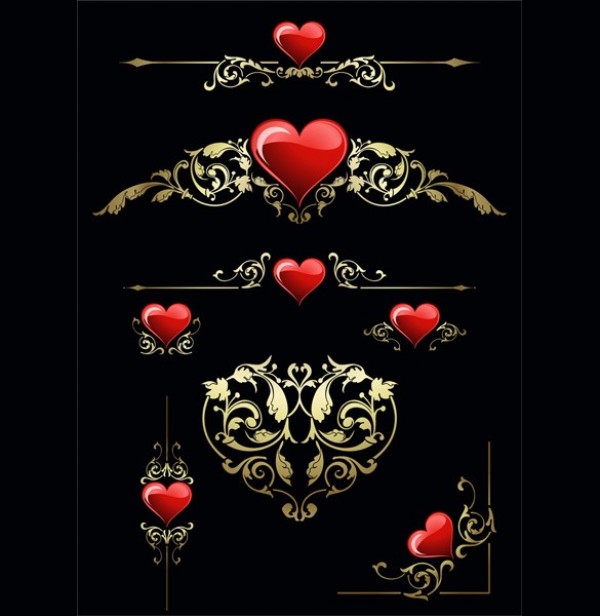 web vintage vector unique stylish red heart quality original illustrator high quality heart graphic gold leaf gold heart gold fresh free download free floral download design creative background 