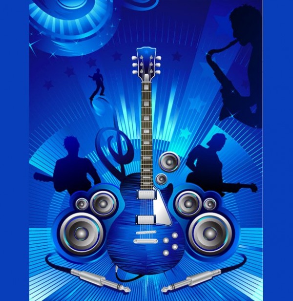 web vector unique ui elements stylish speakers saxophone player rock concert quality poster original new music poster music interface instruments illustrator high quality hi-res HD guitar graphic fresh free download free elements download detailed design creative blue background 