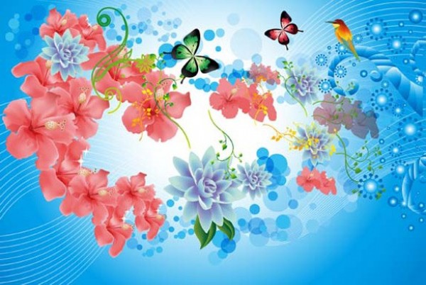web vector unique summer stylish quality original illustrator high quality graphic fresh free download free floral download design creative butterflies birds background abstract 