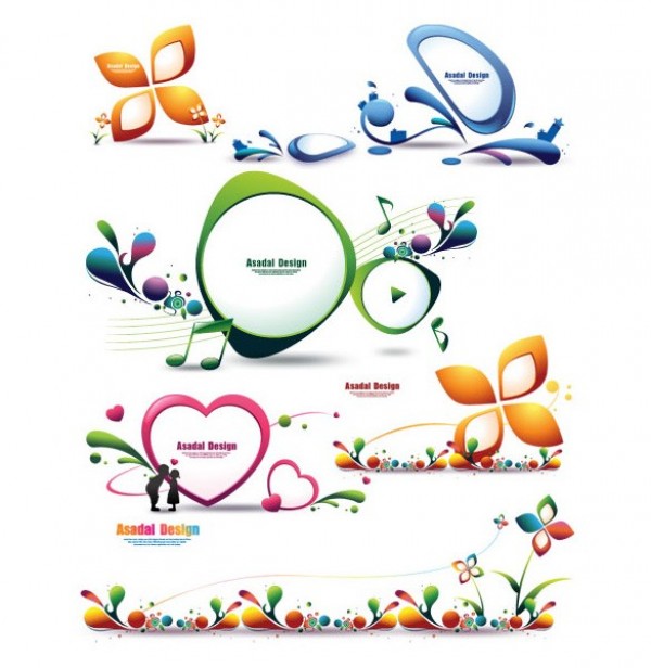web vector unique stylish shapes quality original musical notes music illustrator high quality hearts graphic fresh free download free flowers floral download design creative colorful background asadal 