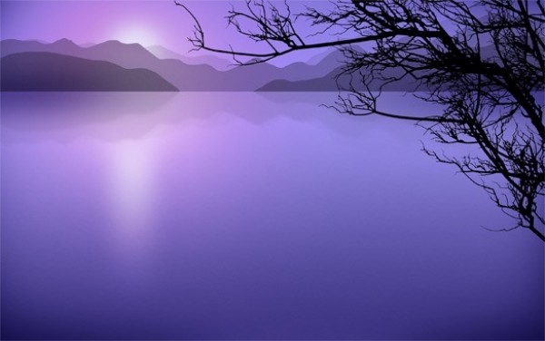 web unique sunset stylish simple silhouette tree reflection quality purple original new modern lake hi-res HD fresh free download free download design creative clean blue background 