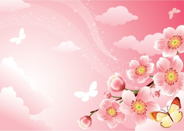 web vector unique ui stylish spring quality pink original new interface illustrator high quality hi-res HD graphic fresh free download free flowers floral elements download detailed design creative cherry butterfly butterflies blossoms background abstract 