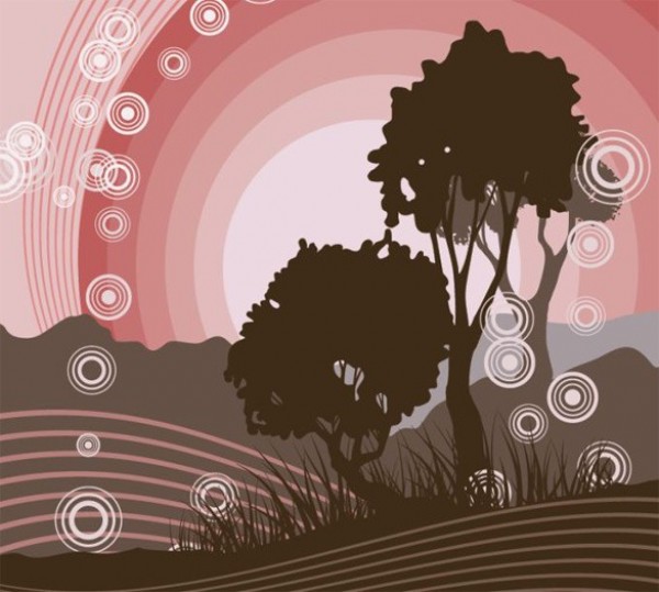 web vector unique trees sunset stylish silhouette scene quality pink original illustrator high quality graphic fresh free download free download design creative countryside brown background abstract 