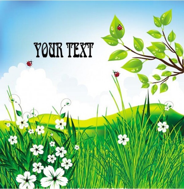 web vector unique ui elements stylish spring quality original new leaves landscape ladybugs interface illustrator high quality hi-res HD green grass graphic fresh free download free elements download detailed design daisies creative countryside background 
