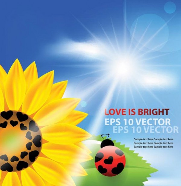 web vector unique ui elements sunshine sunflower sun stylish quality original new ladybug interface illustrator high quality hi-res hearts HD graphic fresh free download free floral EPS elements download detailed design creative blue skies background 