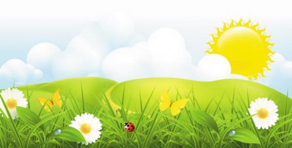 web vector unique sunny sun stylish spring scene quality pathway original new landscape illustrator high quality green graphic fresh free download free flowers floral download design daisies creative countryside background 