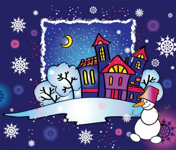 winter web vector unique stylish snowman snowflakes quality original illustrator houses high quality graphic fresh free download free EPS download design creative christmas cartoon card background 