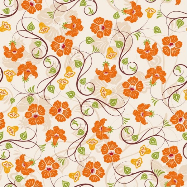 Lovely Orange Floral Pattern Vector Background - WeLoveSoLo