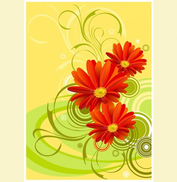 yellow web vector unique swirls stylish red quality original orange illustrator high quality graphic gerbera fresh free download free flowers floral EPS download design daisy daisies creative background abstract 