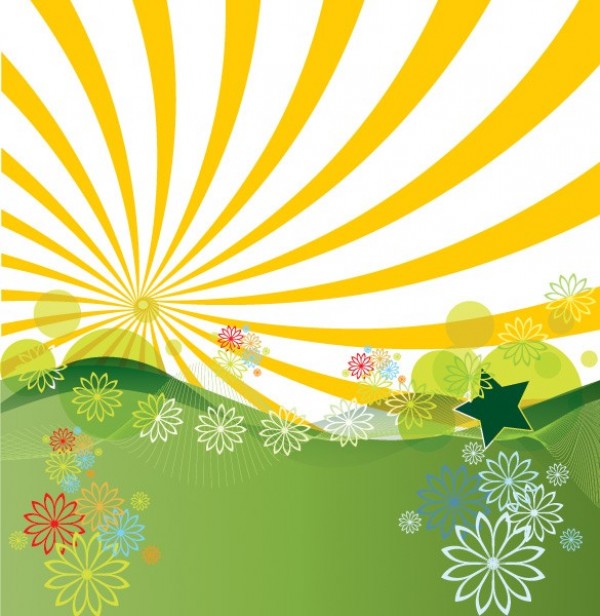 web vector unique sun rays stylish quality original landscape illustrator high quality green graphic fresh free download free flowers floral EPS download design creative countryside country background abstract 