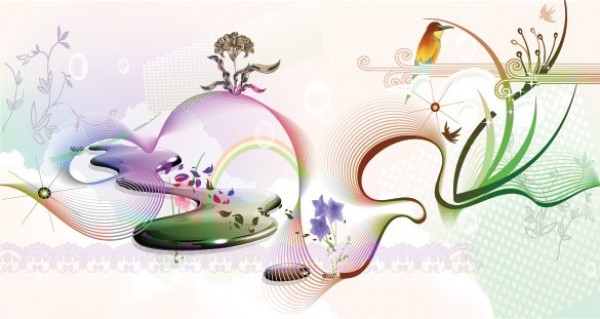 web water vector unique ui elements stylish spring rainbow quality original new interface illustrator high quality hi-res HD graphic fresh free download free flowers floral fantasy EPS elements dream download detailed design creative birds background artwork abstract art abstract  
