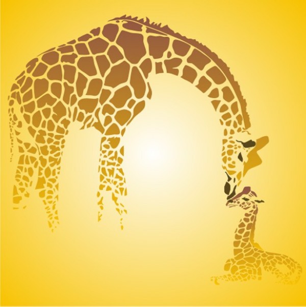 yellow glow web vector unique sun stylish quality original mother giraffe illustrator high quality graphic glow giraffe fresh free download free EPS download design creative cdr background baby giraffe AI african africa abstract 