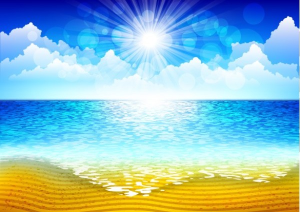 web water vector unique sunshine sunny sun stylish sea sand quality original oceanside ocean illustrator high quality graphic fresh free download free download design creative clouds blue beach background AI 