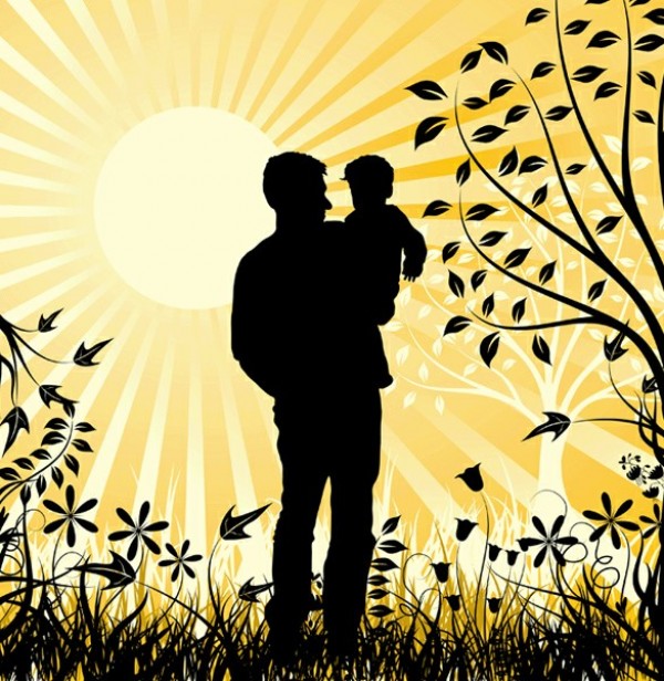 web vector unique ui elements tree sunset stylish silhouette rays quality original new interface illustrator high quality hi-res HD graphic garden fresh free download free floral father holding baby father and son father EPS elements download detailed design creative background baby 