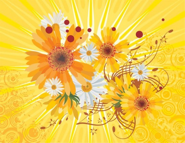 yellow web vector unique swirls stylish spring rays quality original illustrator high quality graphic fresh free download free flower floral EPS download design daisy daisies creative background abstract 