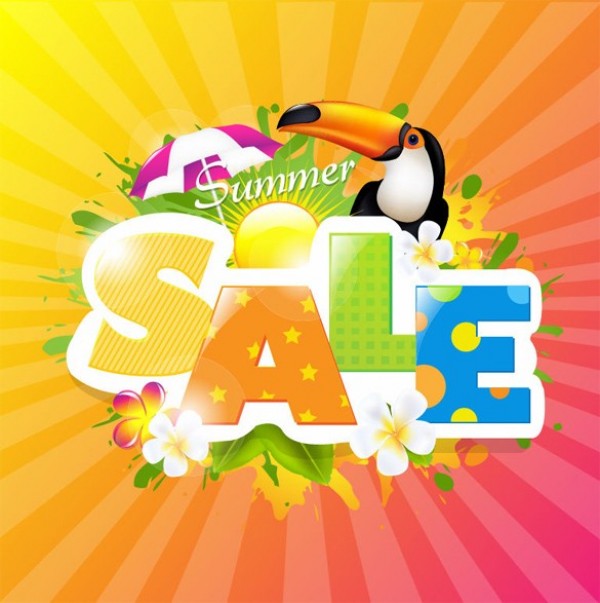 web vector unique toucan sunshine summer sale summer stylish sale quality original nature illustrator high quality green graphic fresh free download free EPS download design creative colorful bird background  