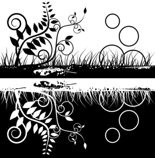 web vector unique ui elements stylish silhouette quality plants original new leaves interface illustrator high quality hi-res HD grass graphic fresh free download free floral EPS elements download detailed design creative circles cdr black and white background AI abstract 