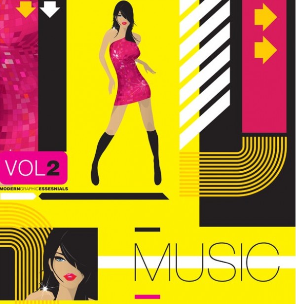yellow web vector unique ui elements stylish retro quality pink original new music modern lines interface illustrator high quality hi-res HD graphic girl fresh free download free EPS elements download detailed design dancing dance creative background arrows AI 
