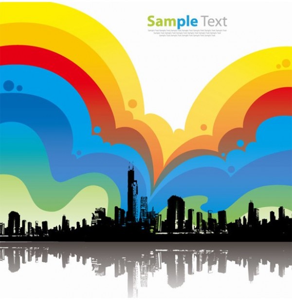 web vector unique ui elements stylish skyscrapers skyline. silhouette reflection rainbow quality original new interface illustrator high quality hi-res HD graphic fresh free download free EPS elements download detailed design creative colorful clouds cityscape city background 