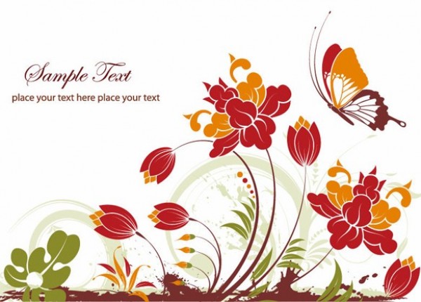web vector unique summer stylish spring red quality original new illustrator high quality graphic garden fresh free download free flower floral EPS download design creative butterfly background 