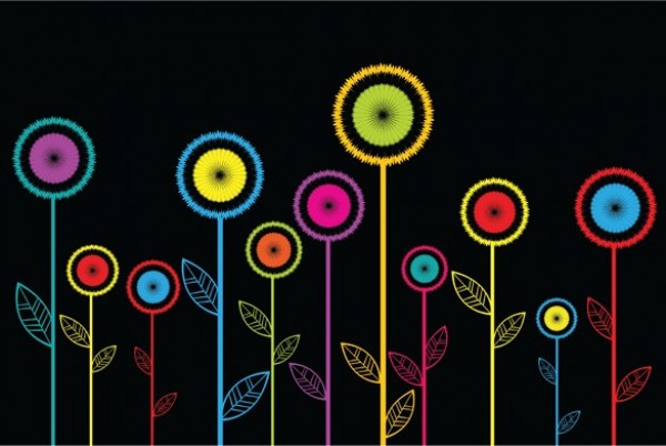 web vector unique ui elements stylish simplistic row of flowers quality original new interface illustrator high quality hi-res HD graphic fresh free download free flowers floral elements drawings download detailed design creative colors colorful bright black background abstract 