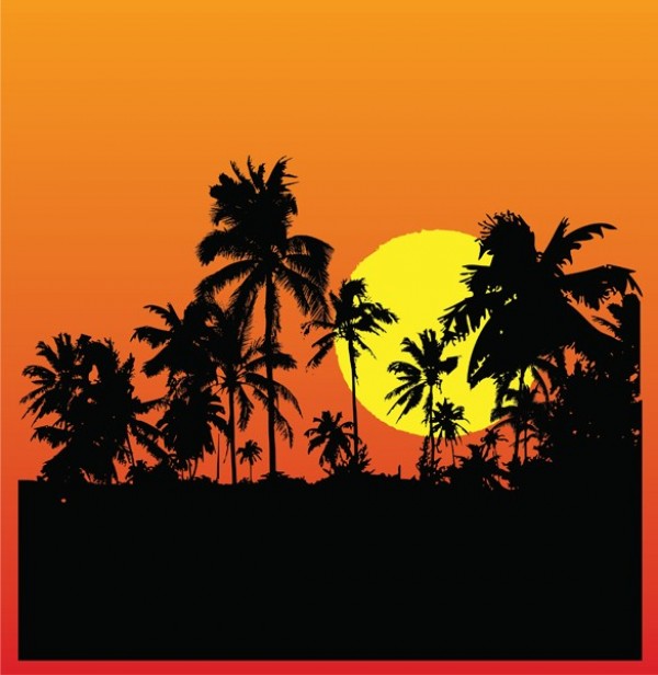 web vector unique ui elements tropics tropical silhouette tropical trees sunset stylish silhouette quality palms original orange new interface illustrator high quality hi-res HD graphic fresh free download free EPS elements download detailed design dark creative black background AI 
