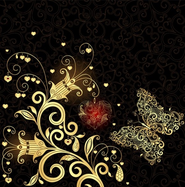 web vintage vector unique ui elements stylish quality original new interface illustrator high quality hi-res hearts heart HD graphic golden gold fresh free download free flowers floral filigree EPS elements elegant download detailed design creative butterfly black background AI 