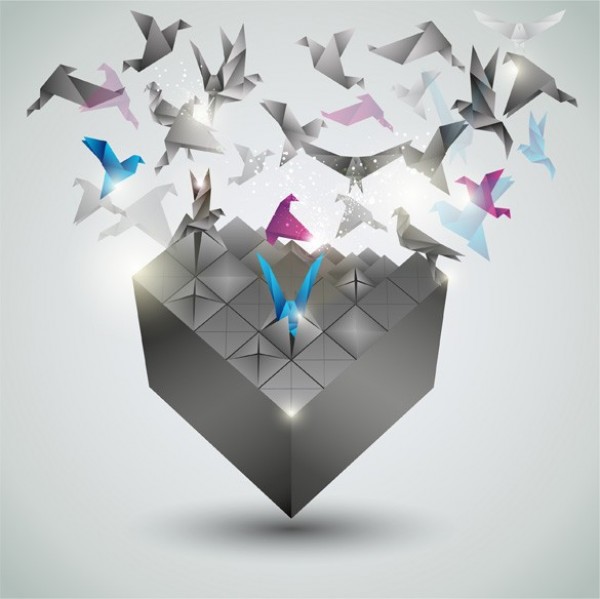 web vector unique ui elements stylish quality paper cranes paper birds original origami birds origami new interface illustrator high quality hi-res HD graphic fresh freedom free download free flying EPS elements download detailed design cube creative concept box background 