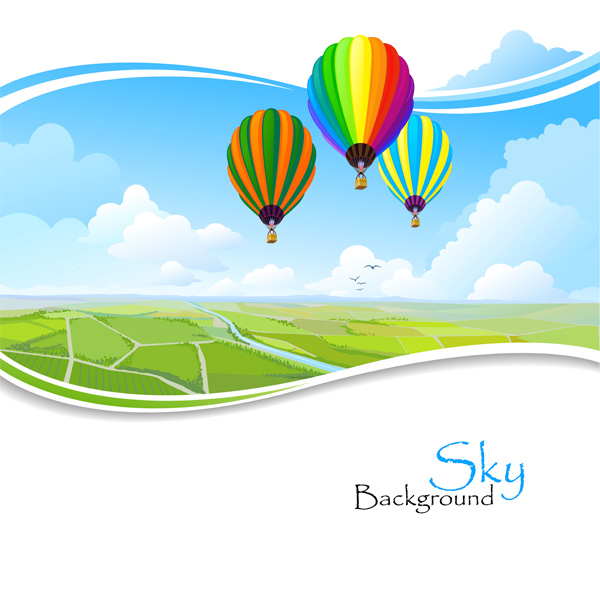 web vector unique ui elements summer stylish skies quality original new interface illustrator high quality hi-res HD graphic fresh free download free EPS elements download detailed design creative countryside colorful banner background air balloons aerial view 