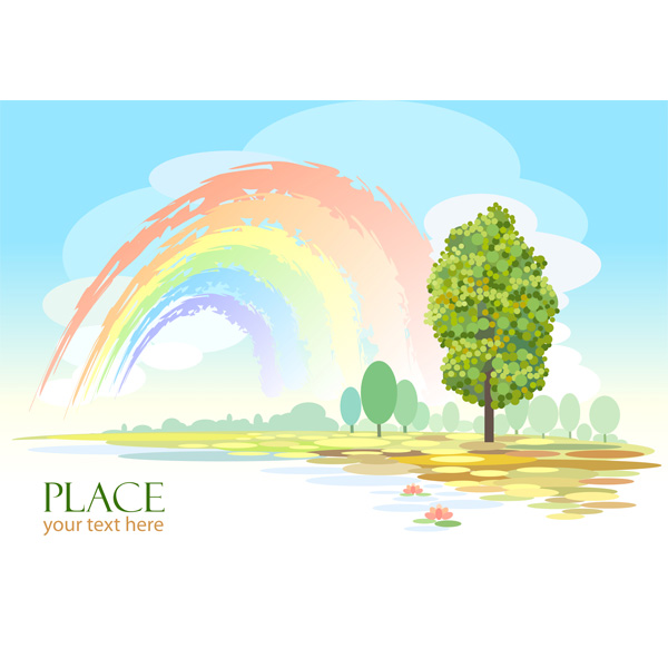 web vector unique ui elements trees summer stylish scene rainbow quality original new nature landscape interface illustrator high quality hi-res HD graphic fresh free download free EPS elements download detailed design creative countryside colorful background 