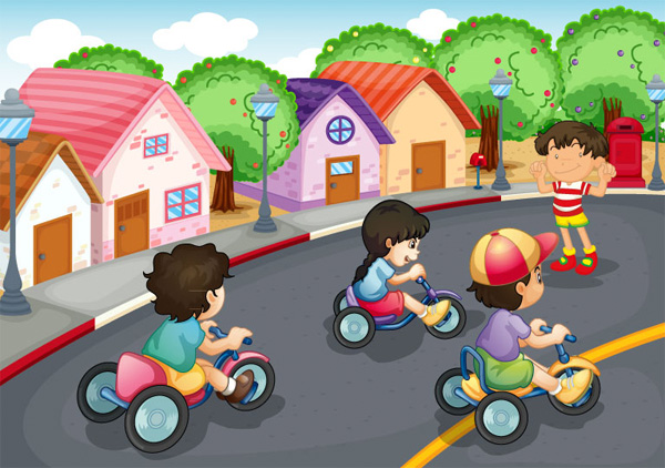 web vector unique ui elements tricycles suburbs stylish street quality original new kids interface illustrator high quality hi-res HD graphic fresh free download free EPS elements download detailed design creative colorful children playing children cartoon children playing cartoon children bikes background 